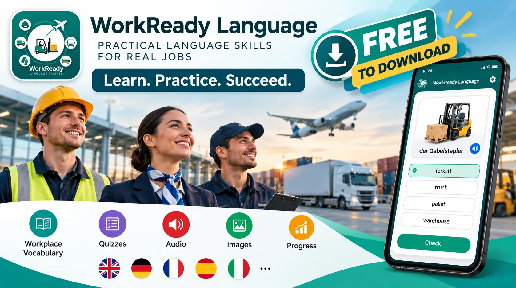 WorkReady Language app marketing visual